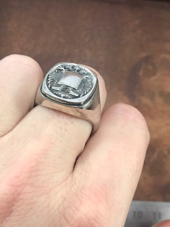 Silver Eagles signet ring. Solid ring with shield… - image 9