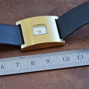 Vintage square goldplated watch for her, leather strap, LAURIS watch women image 8