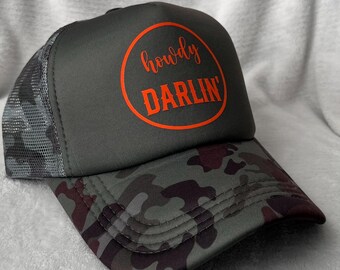Camo Howdy Darlin Trucker Hat SnapBack
