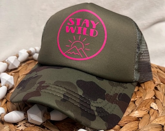 Camo Stay Wild Trucker Hat SnapBack