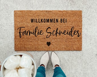 Personalisierte Türmatte mit Familienname, Fußmatte aus Kokos