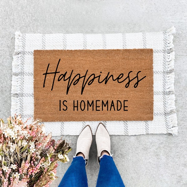 Türmatte mit Spruch "Happiness is homemade"