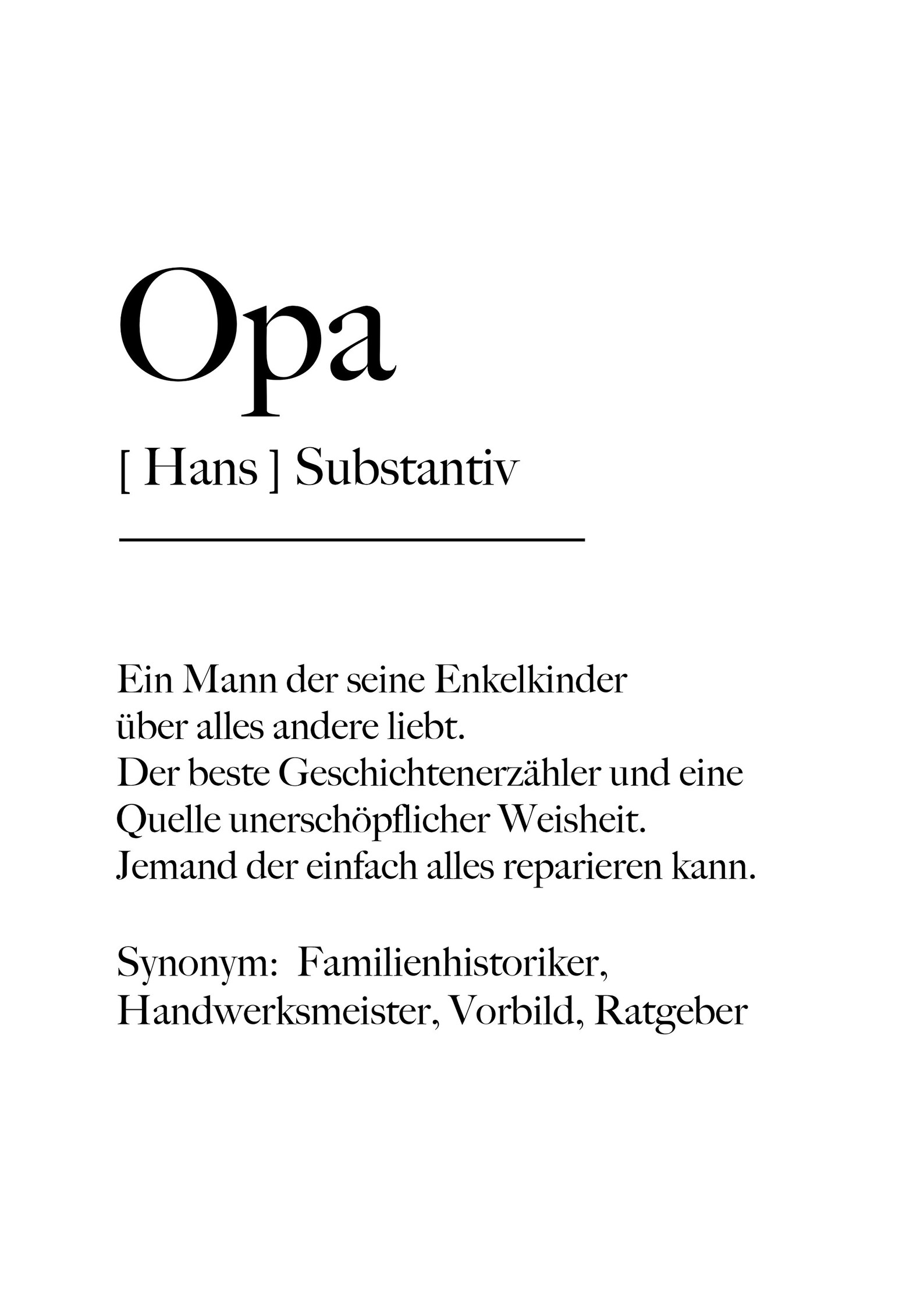 Opa Definition Poster Geschenk für Opa Geburtstagsgeschenk | Etsy