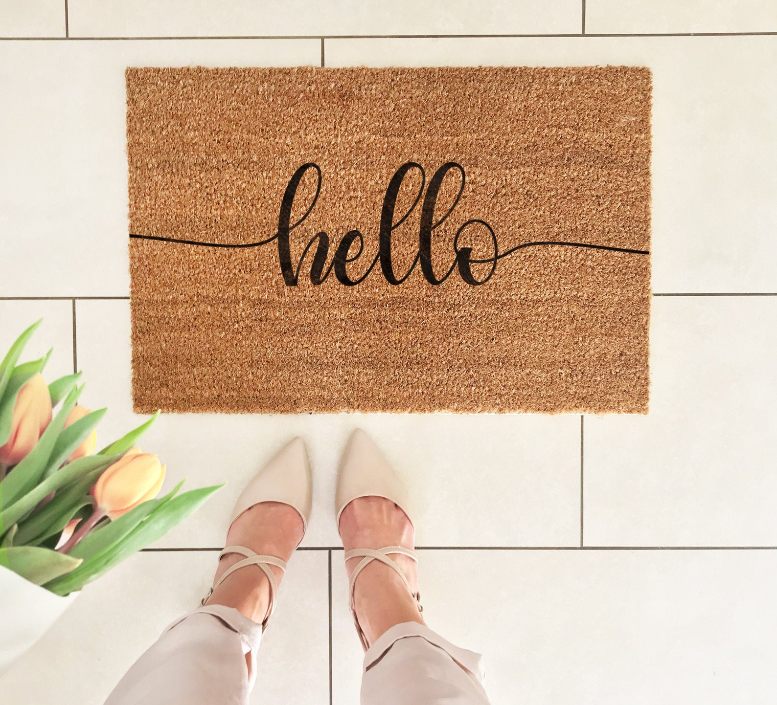 LED Fußmatte Mit Lichterkette - Weihnachtsmatte Aus Kokosfaser 71x51 Cm