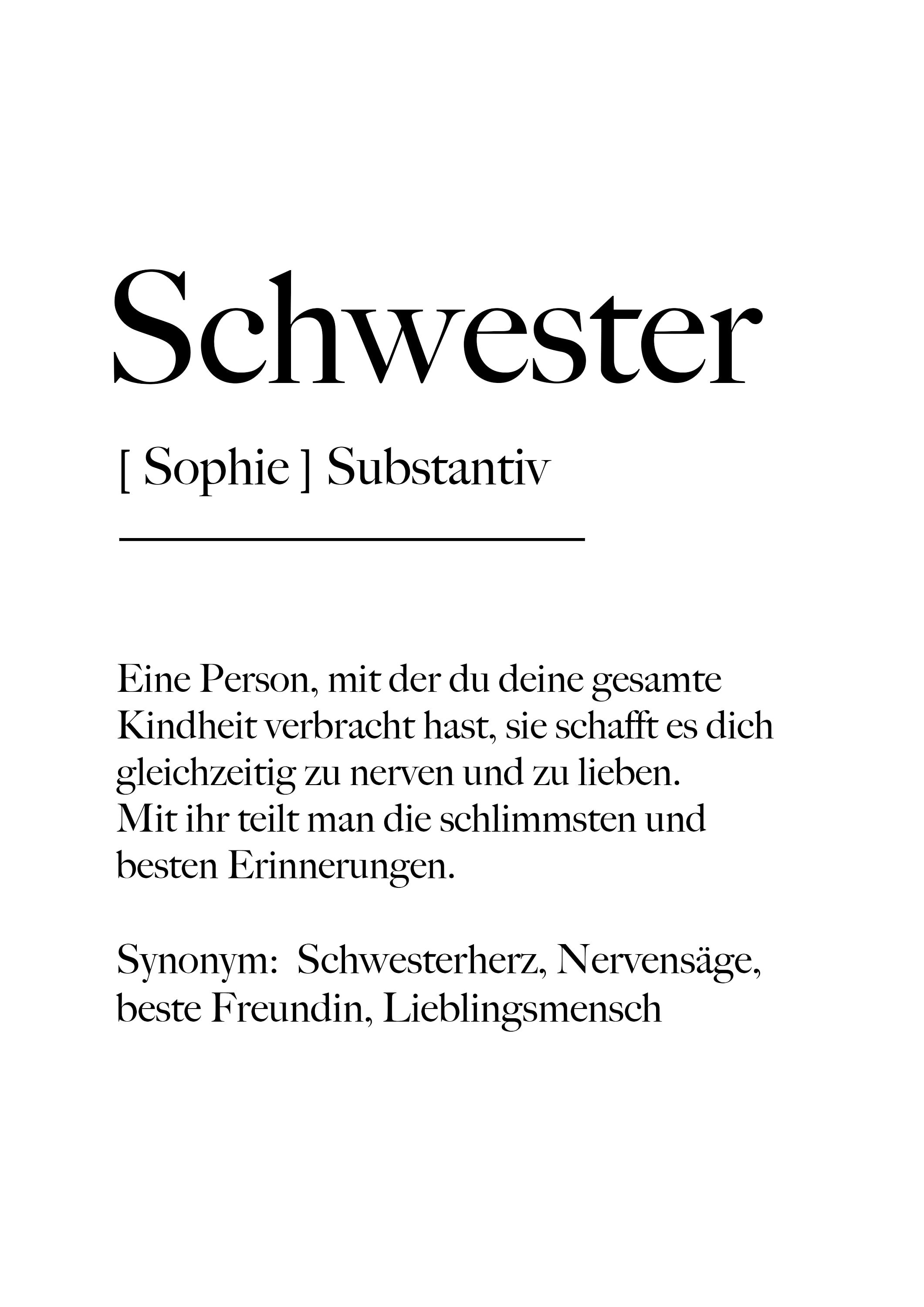 Schwester Definition Poster Geschenk für Schwester | Etsy