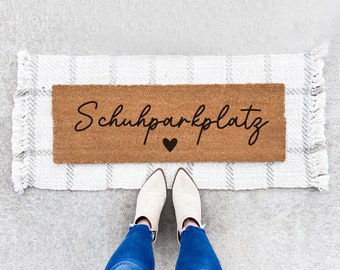 Türmatte mit Spruch: Schuhparkplatz, Fußmatte aus Kokosfaser, Willkommensmatte, schmale Matte