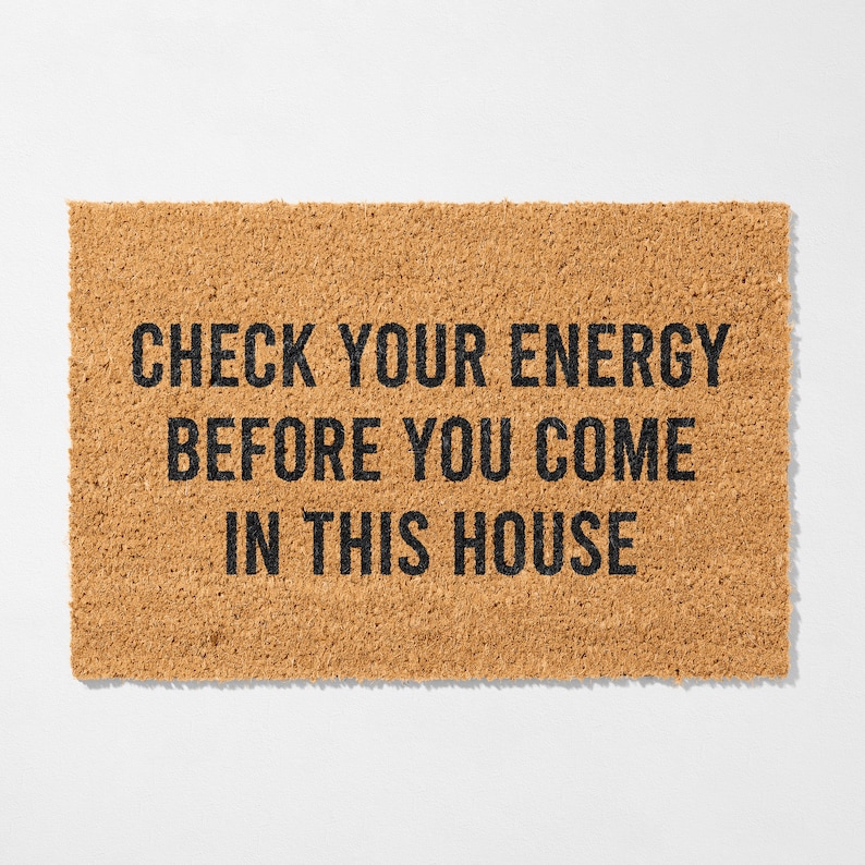 Türmatte mit Spruch: Check your energy, Fußmatte aus Kokosfaser lustig Bild 2