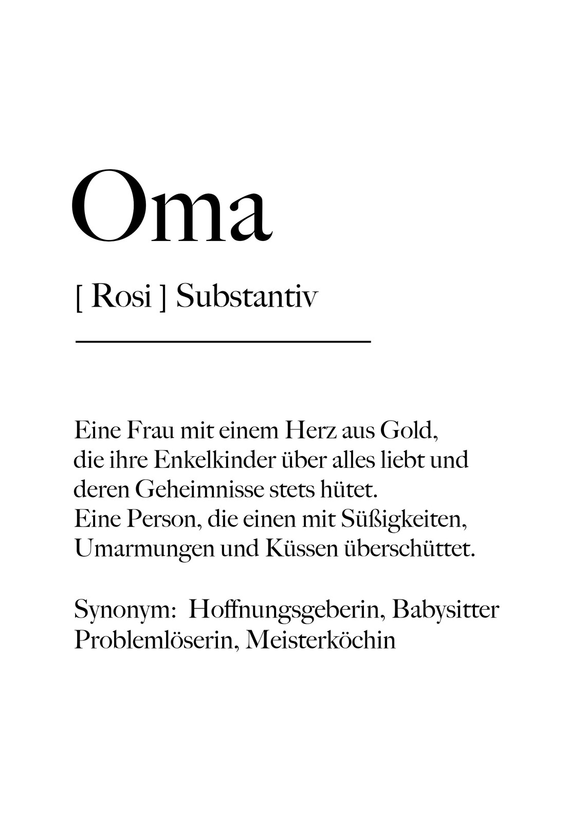 Oma Definition Poster Geschenk für Oma Geburtstagsgeschenk | Etsy