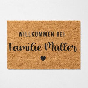 Personalisiert Fußmatte Familie & Hund 60x40 Cm - Türmatte Mit Namen, Rutschfest, Für Haustür & Einzugsgeschenk
