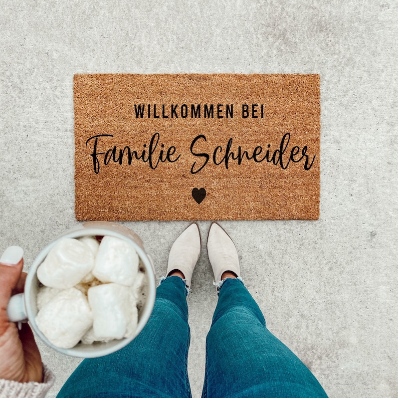 Personalized Doormat with Family Name, Coconut Doormat image 1