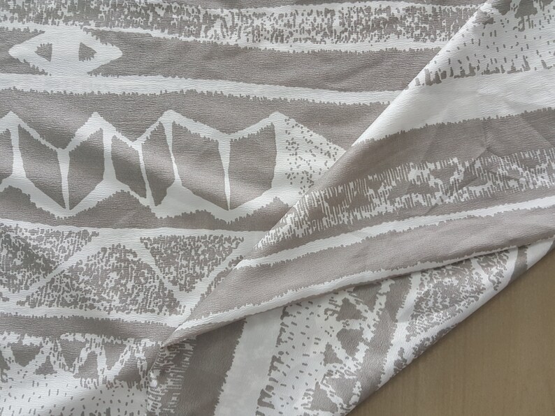 French Crepe Polyester Fabric Aztec Print Grey 3 Yards 44 Inches Width Clothing Crafts