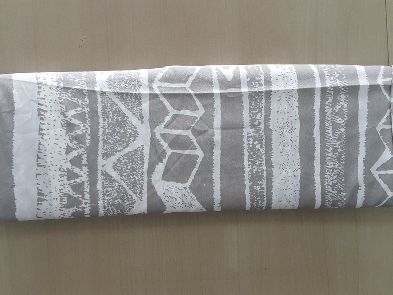 French Crepe Polyester Fabric Aztec Print Grey 3 Yards 44 Inches Width Clothing Crafts