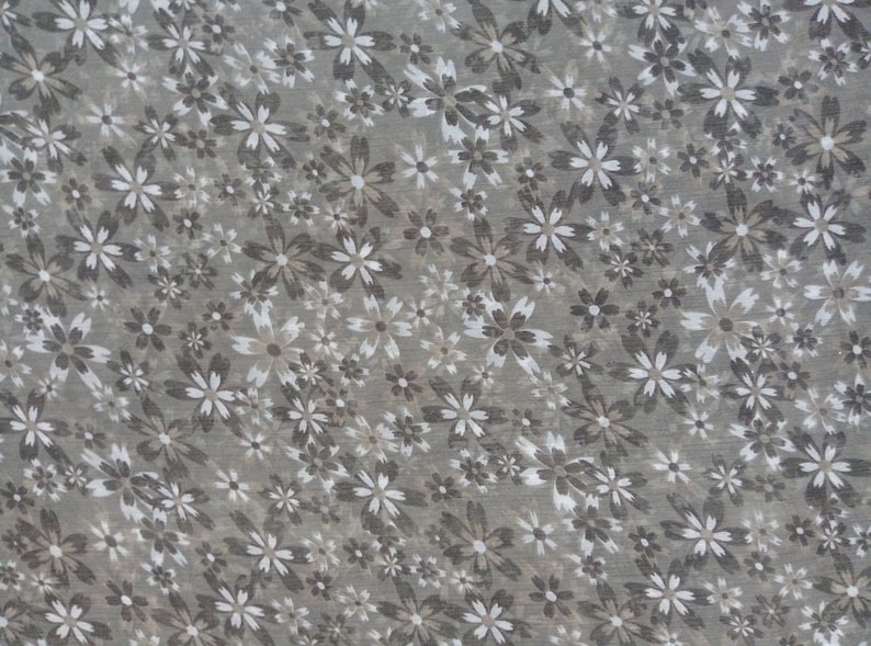 Chiffon Fabric Floral Print Brown 3 Yards 44 Inches Width Crafts Sewing