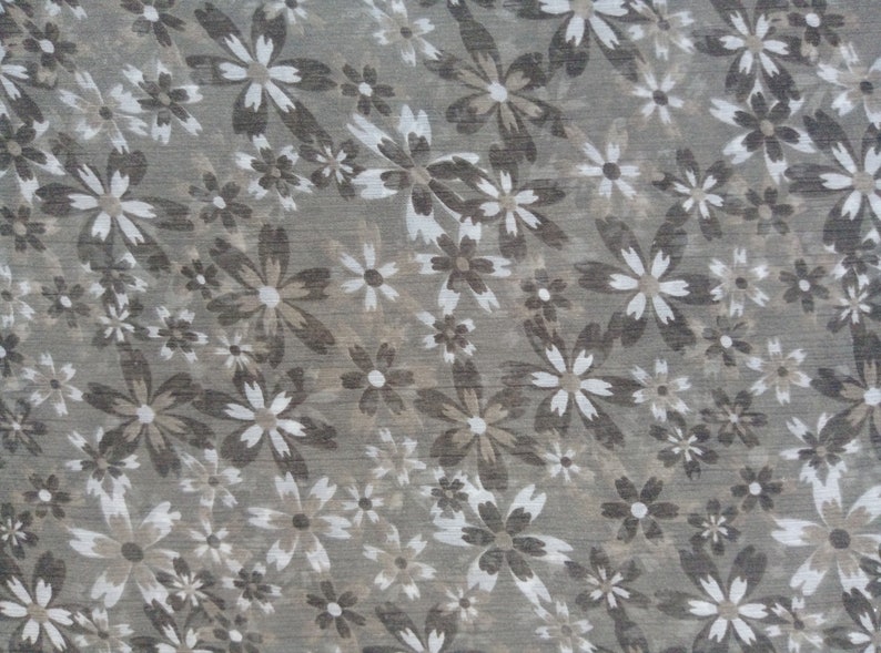 Chiffon Fabric Floral Print Brown 3 Yards 44 Inches Width Crafts Sewing