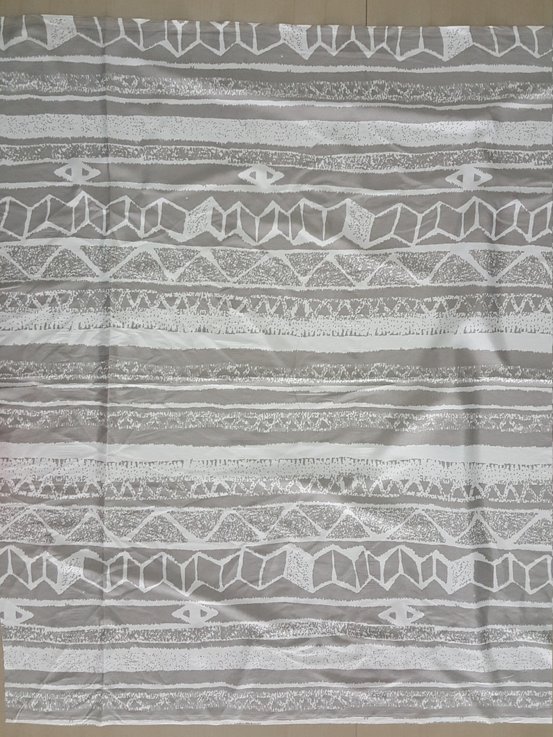 French Crepe Polyester Fabric Aztec Print Grey 3 Yards 44 Inches Width Clothing Crafts