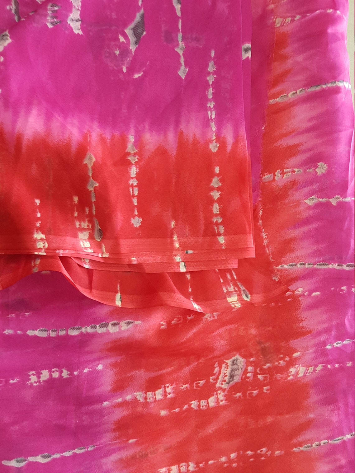 Poly Chiffon Sheer Fabric Tie/Dye Print Pink 44 3 Yards Etsy