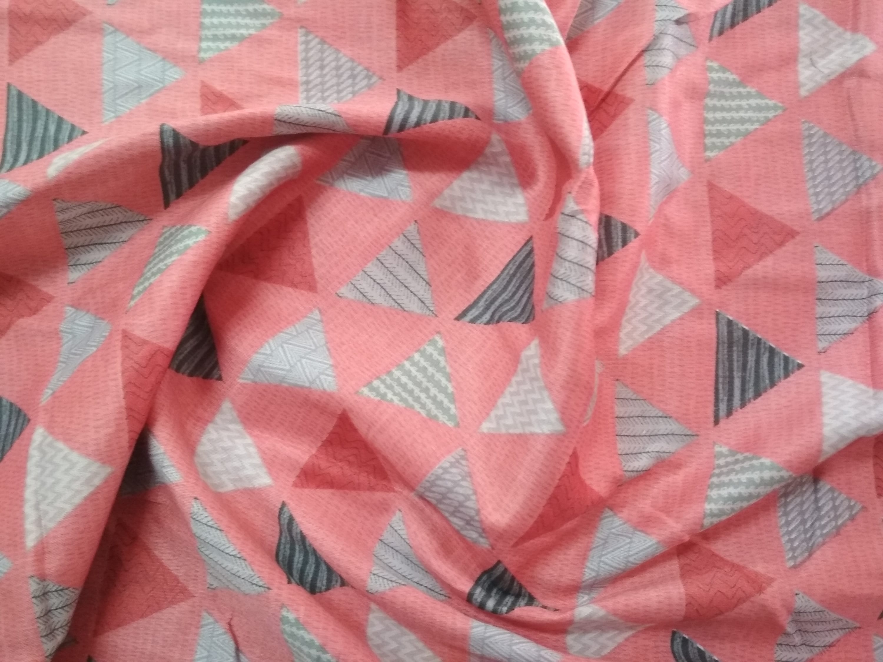 Glace Cotton Fabric 3 Yards Geometric Print Coral 42 Etsy