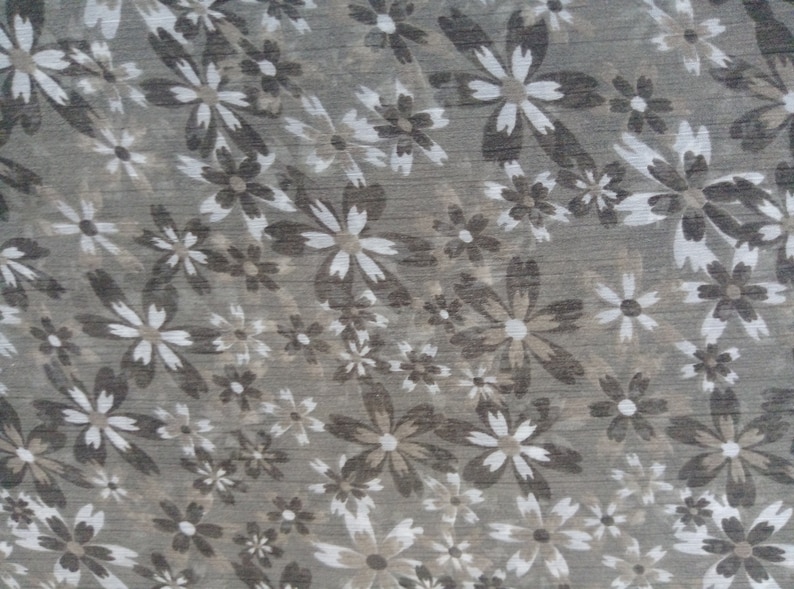 Chiffon Fabric Floral Print Brown 3 Yards 44 Inches Width Crafts Sewing