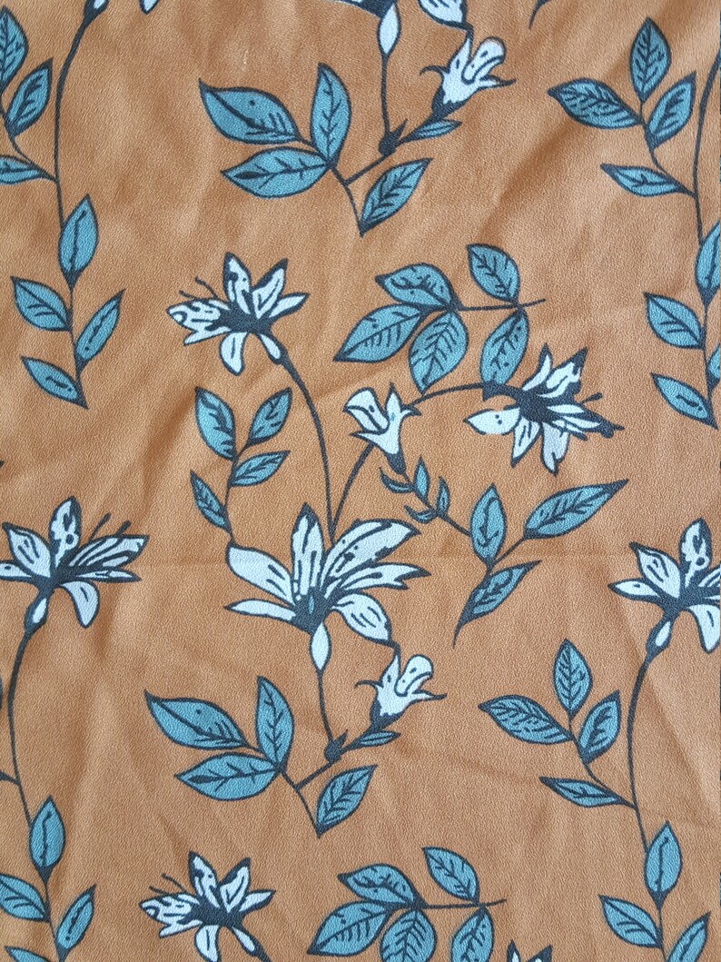 Polyester/poly Moss Fabric Floral Print 3 Yards 45 Width Etsy