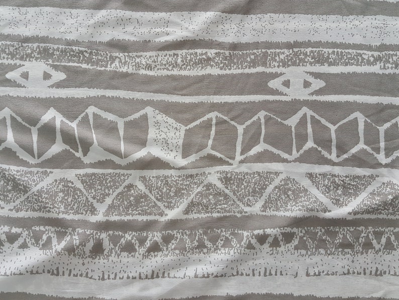French Crepe Polyester Fabric Aztec Print Grey 3 Yards 44 Inches Width Clothing Crafts
