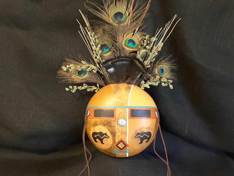 Gourd Art Mask Hand Painted Kachina Mask Southwest Decor Etsy
