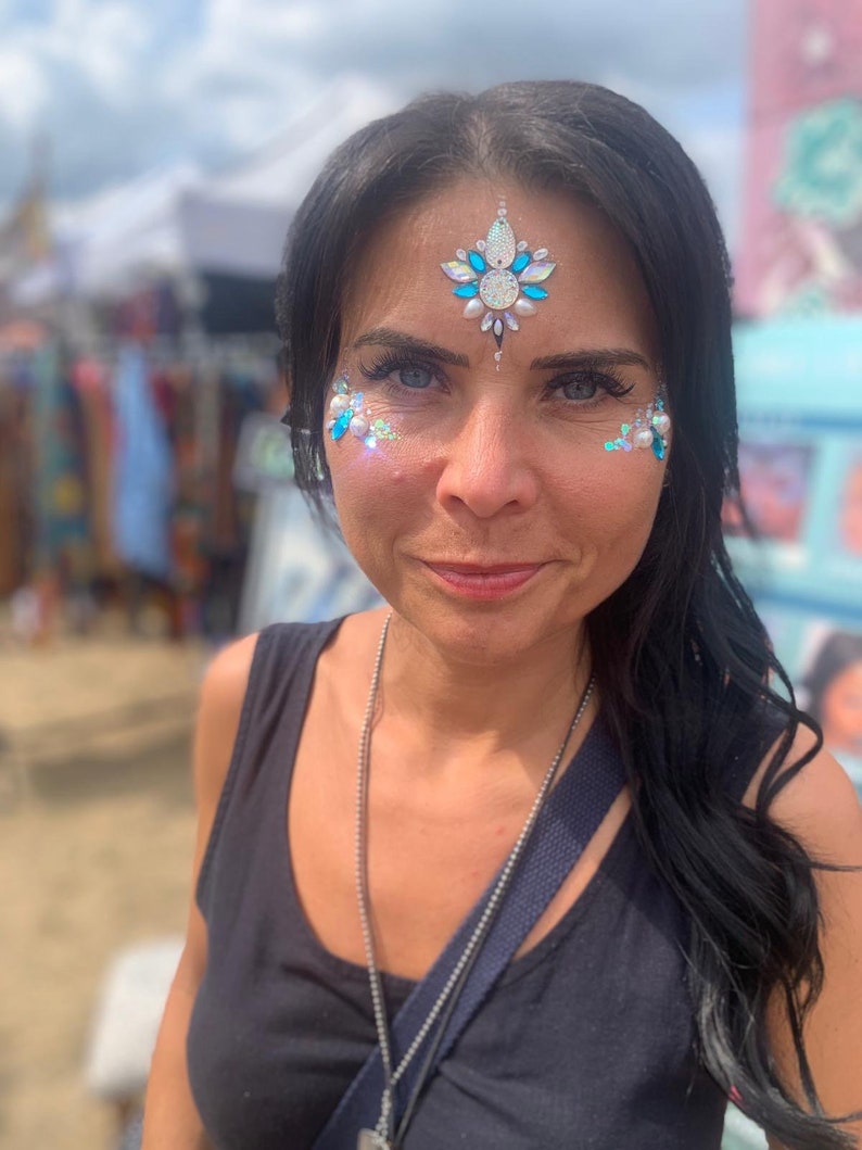 Blue Oval Festival Face Jewels Face Gems Craft Gems Etsy