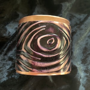 Wood pattern copper cuff bracelet handmade art jewelry artisan