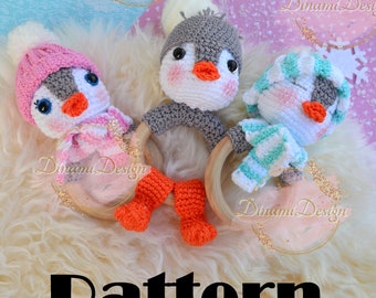 Pepi the penguin amigurumi rattle crochet pattern PDF file