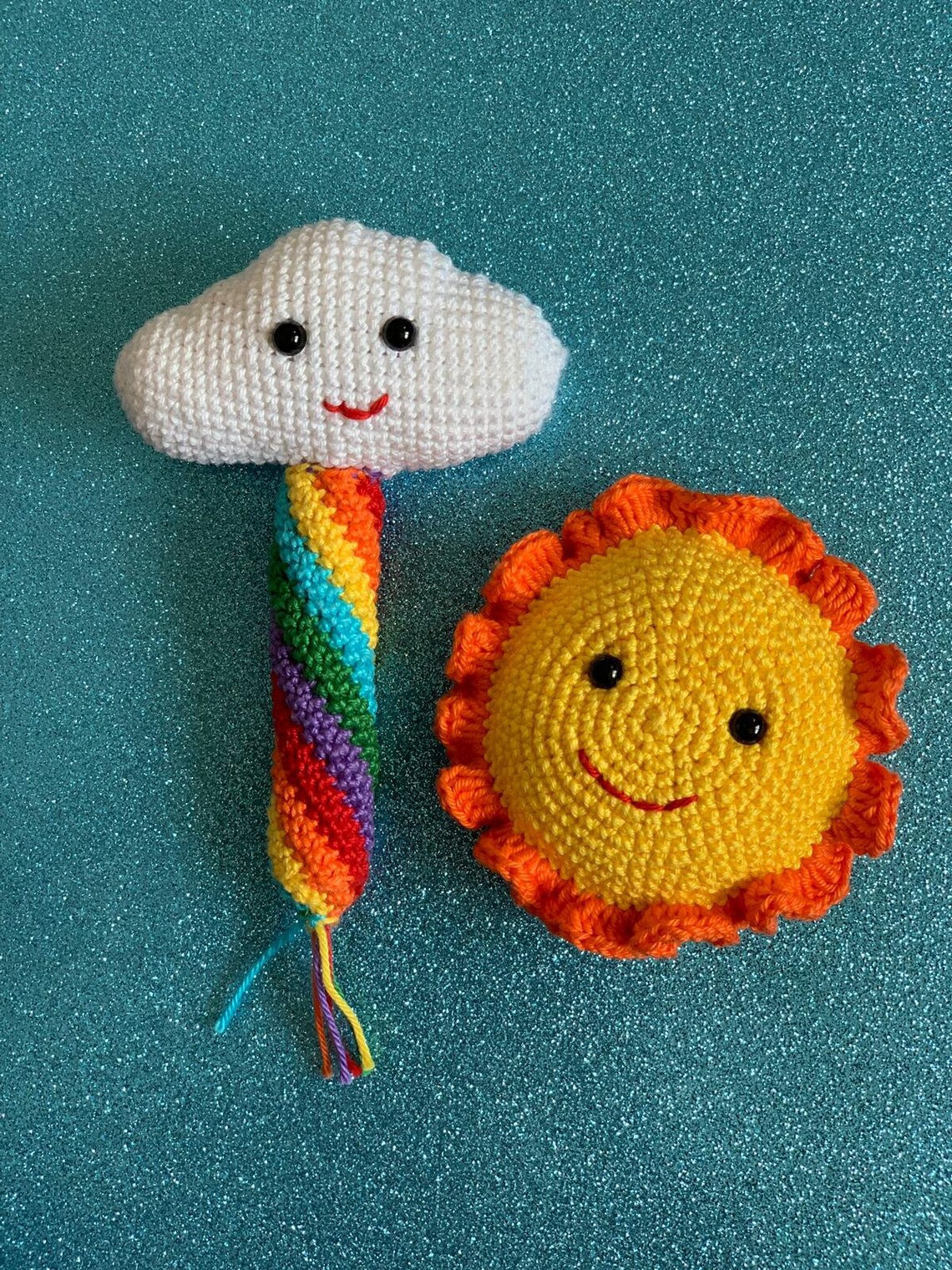 Cloudy Rainbow Rattle Set (cloud+sun) Pattern in English - Etsy