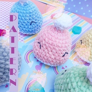 Blue the squishy whale plushy amigurumi pattern pdf file for velvet yarn