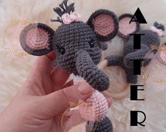 Elin the elephant amigurumi rattle/babytoy crochet pattern pdf file by DinamiDesign