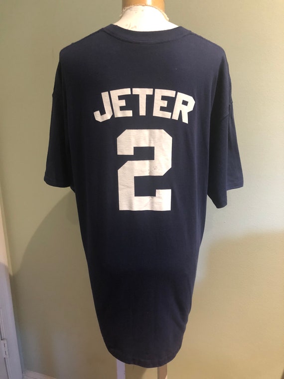 New York Yankees Derek Jeter #2 T-Shirt NAVY BLUE Size YOUTH X-LARGE XL  Majestic