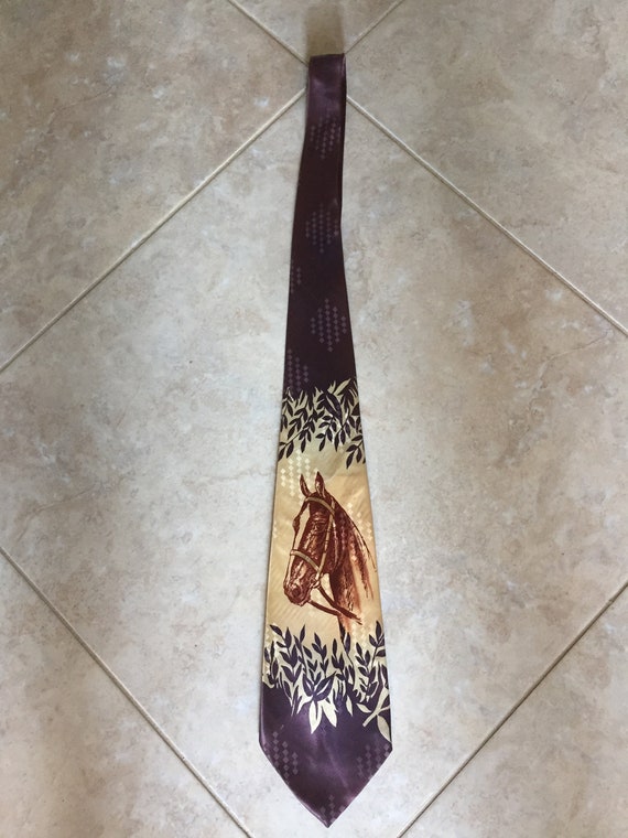Vintage 1940's Hand Painted Horse Tie