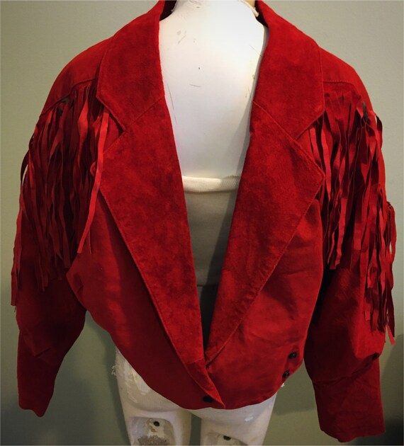 Beautiful Vintage 80's Red Suede Fringe Jacket