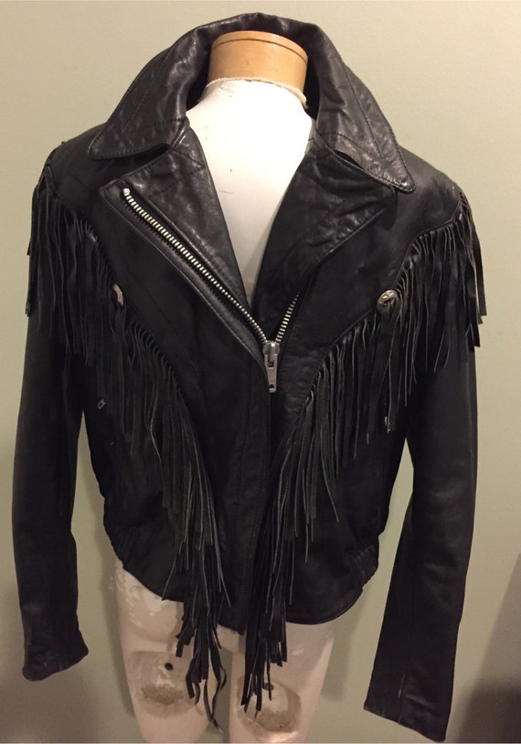 VintageBadass Vintage 80's Leather Motorcycle Jacket… - Gem