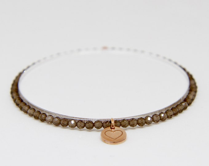 Smoky quartz and 9 kt rose gold bracelet