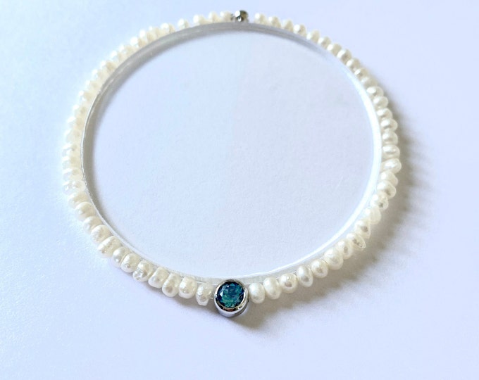 Cultured pearls and 9 kt white gold bracelet