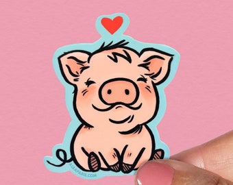 Love Pigs STICKER - Pigs Sticker, Cute Pig, Vegan Sticker, Waterproof, Vegetarian, Plant-based, Animal Rights, Adorable Sticker, Kawaii