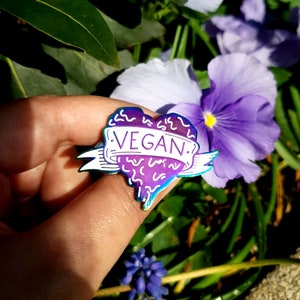 Vegan Heart PIN Veganism, Animal Rights, Iridescent, Graffiti, Tattoo Pin, Vegan Graffiti, Rainbow Pin, Badge, Enamel Pin image 4