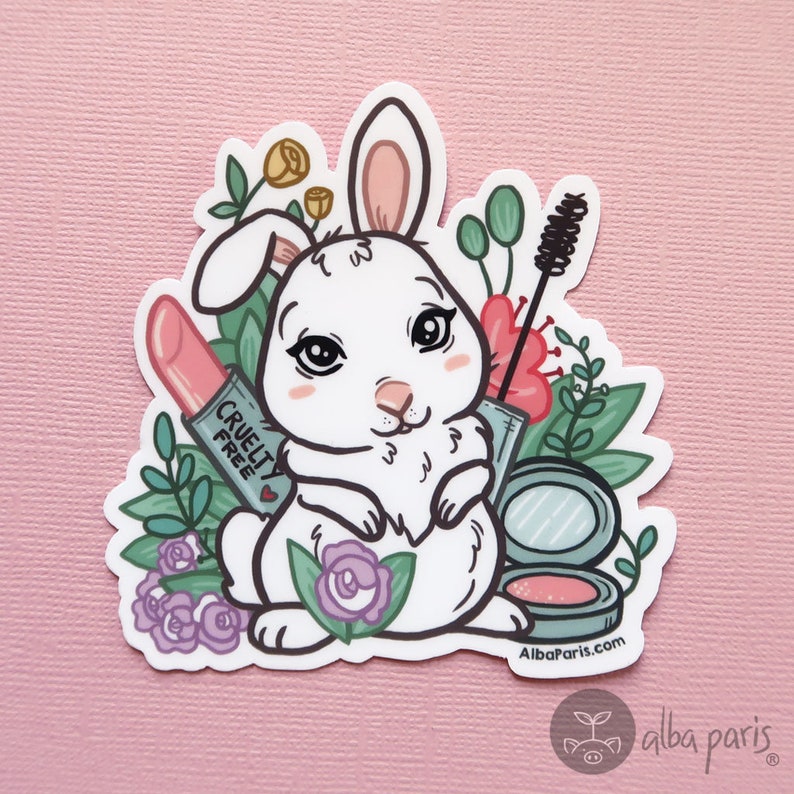 Cruelty free Bunny STICKER Vegan Makeup Animal Rights Etsy Cruelty free bunny sticker vegan makeup animal rights etsy