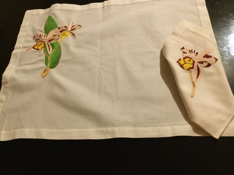 Hand embroidered placemat