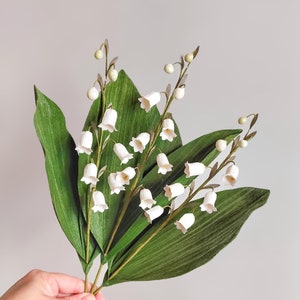 Mughetto di carta crespa fatto a mano, steli floreali realistici per decorazioni per la casa, bouquet da sposa e regali di anniversario, decorazioni ecologiche