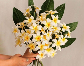 Vklopdsh 100 petali di fiori artificiali in schiuma bianca hawaiana frangipani plumeria ghirlanda fai da te decorazione per matrimoni 5 cm
