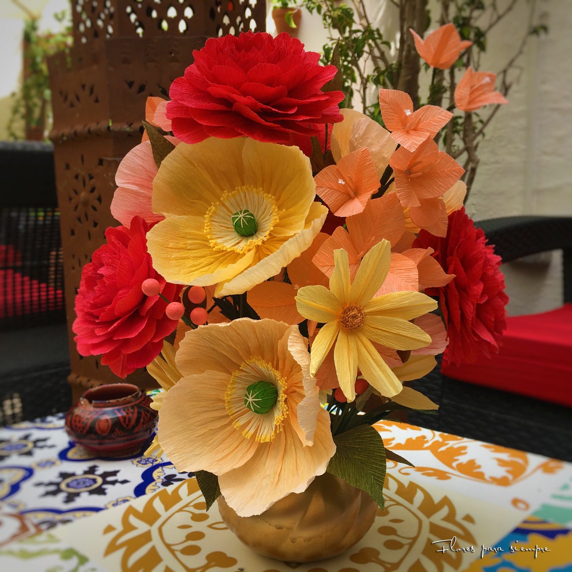 Paper flower centerpiece crepe paper flower fall Etsy
