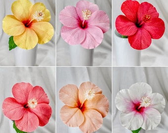 Hibiscus paper flower bouquet, tropical flower wedding bouquet, hawaiian bouquet, realistic paper flower, crepe paper flowers