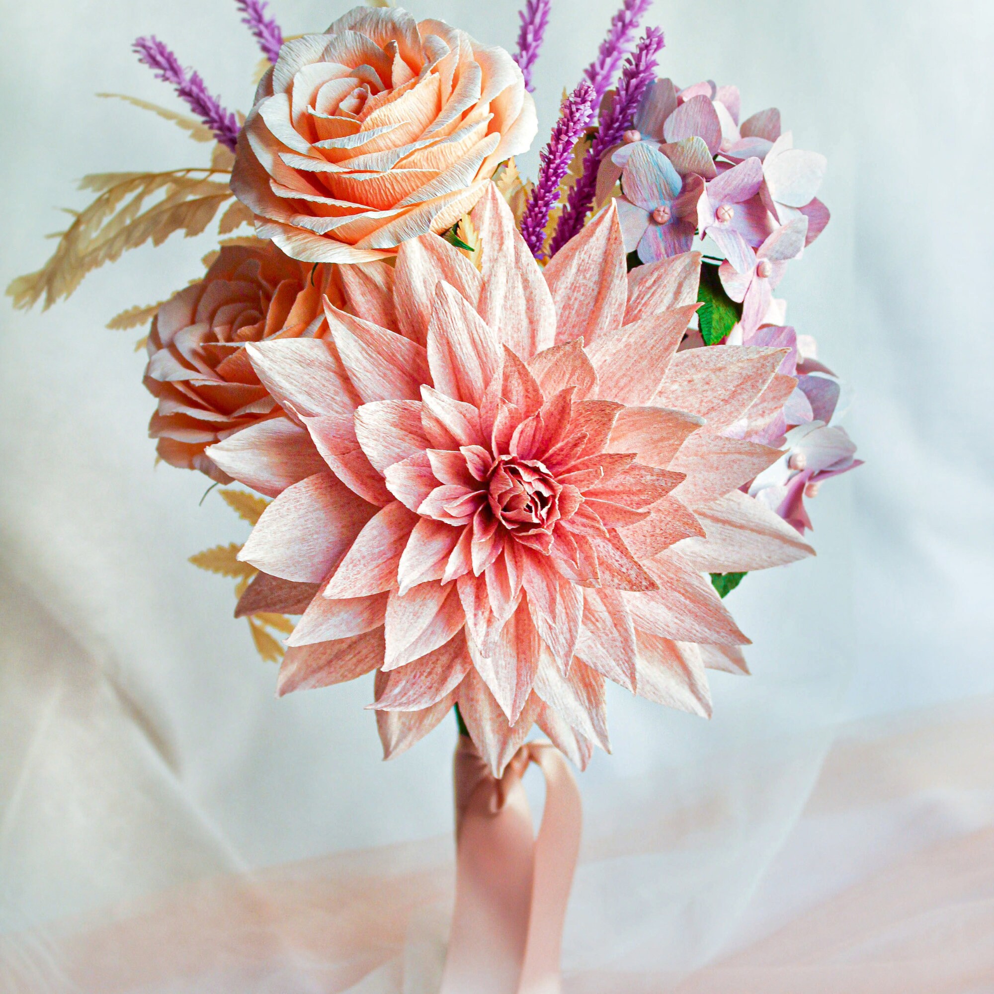 Handmade Crepe Paper Flower Arrangement Realistic Flower Etsy