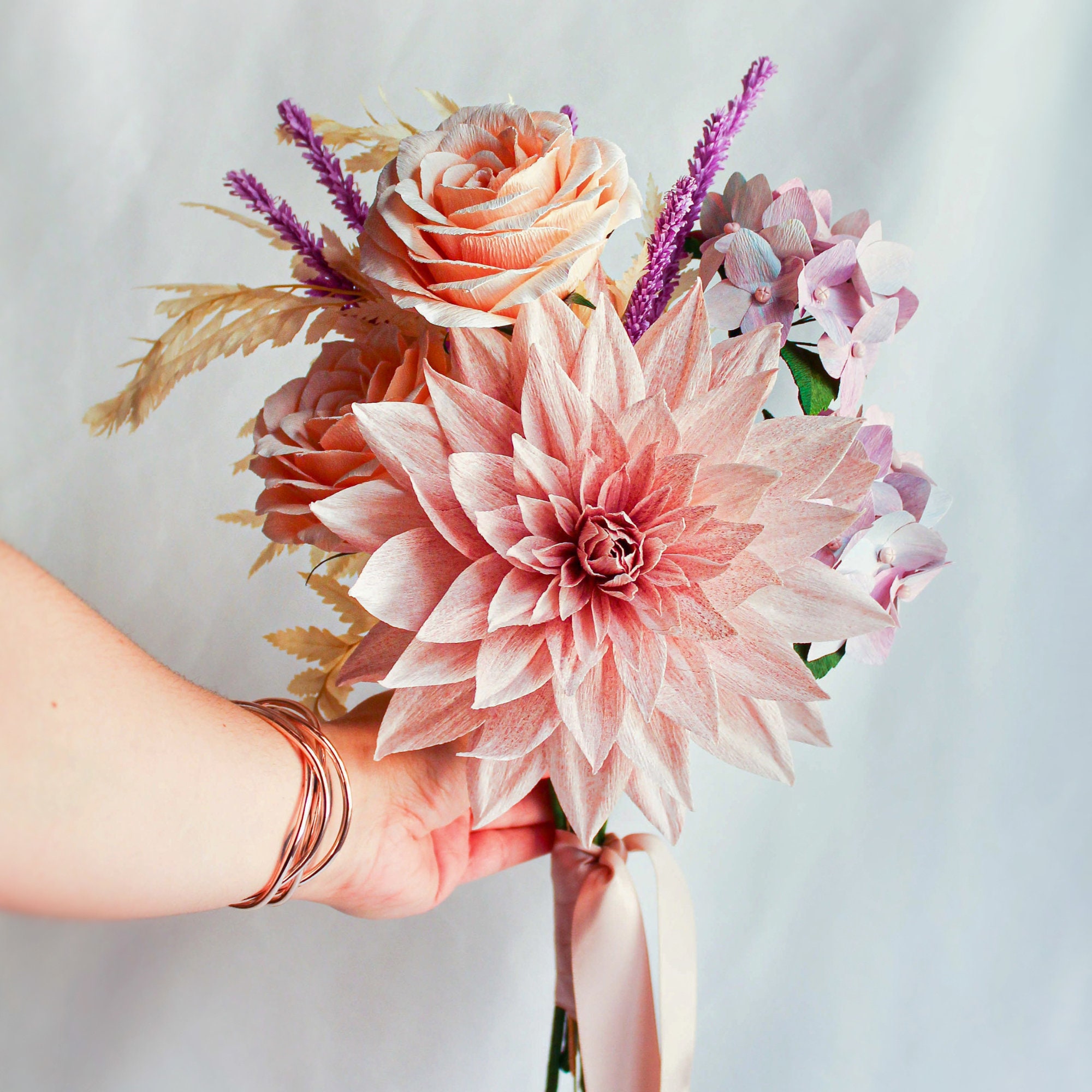 Handmade Crepe Paper Flower Arrangement Realistic Flower Etsy