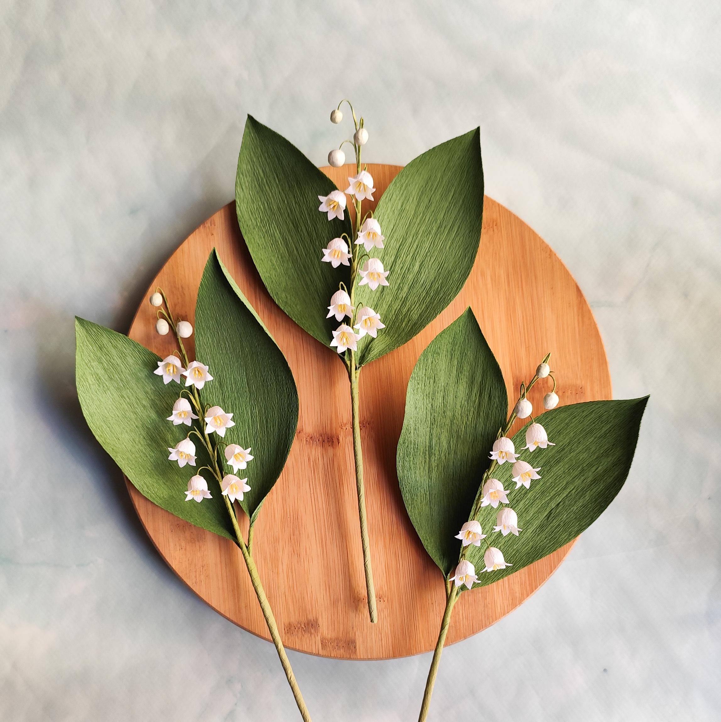 手作りクレープ紙すずらん, リアルな紙の花の茎, ウェディングブーケ