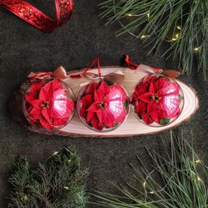 Set di decorazioni floreali di stelle di Natale in carta, kit per decorazioni per l'albero di Natale, decorazioni floreali, palline da appendere all'albero di Natale, regalo di Natale per Babbo Natale segreto