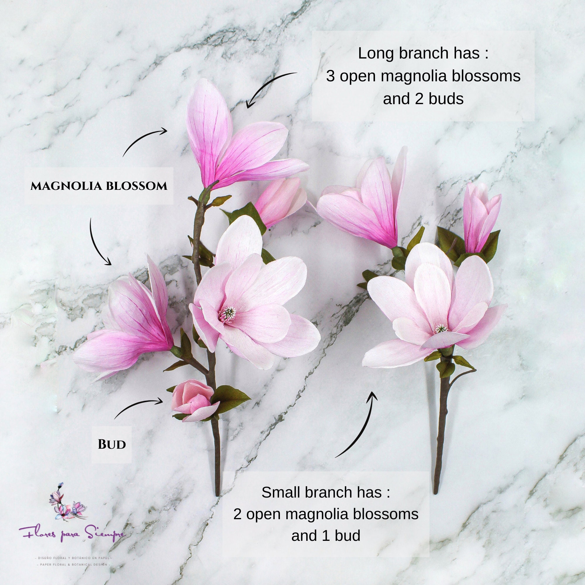 Paper Magnolia Flower Pink Magnolia Branch Crepe Paper | Etsy